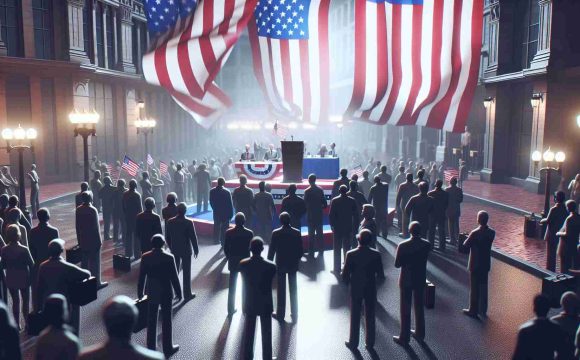 A high quality, realistic image depicting a scene of election mismanagement. This scene is taking place in a location that resembles Boston to a great extent. The atmosphere is tense and there are visible elements of shock and disbelief amongst the crowd present.