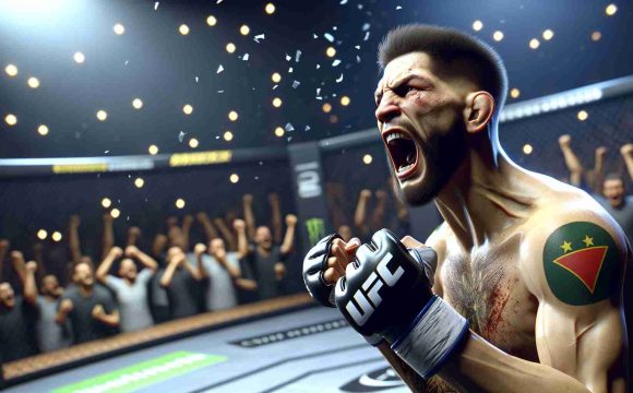 A high-definition, realistic illustration of a professional sports athlete expressing an intense, jaw-dropping reaction because of a shocking outcome in a mixed martial arts fight competition.