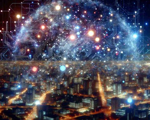 Imaginary artistic interpretation of the following text 'The Future of Big Data: Is the Next frontier?' as the title of a book, in high-definition. A realistic, dazzling world of circuits and connections, suggesting the complexities of big data, looming above a futuristic cityscape at night.