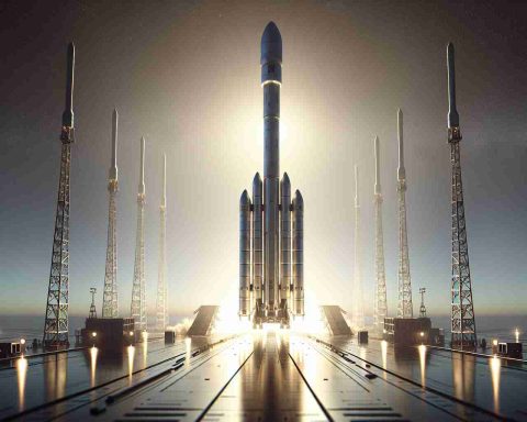 Generate a realistic high-definition image portraying a launch event. Show an advanced rocket that bears no company logo or specific identification on its body, poised majestically against a clear November sky. Around the rocket, depict 23 svelte satellites ready to be launched, adding a sense of immense technological advancement and progress to the scene.