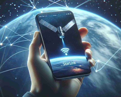 A high-definition, photo-realistic image depicting Starlink's latest initiative: a direct satellite connection for mobile phones. The image should detail a smartphone displaying a connection status with the Starlink network. This connection should be represented by a symbolic icon of a satellite in orbit around Earth. The background could convey a sky or space theme to align with the satellite communication concept. Perhaps, the smartphone could be depicted in a close-up shot, resting atop a table or in a human hand. However, the image should not include any specific brand or model of mobile phone.