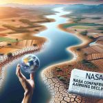 Create a realistic high-definition image representing the global freshwater crisis. This could include elements such as parched landscapes, low river levels, or dry agricultural fields. Also, include a newspaper headline in the lower right-hand corner that says 'NASA Confirms Alarming Decline'. Make sure the headline appears as if it's on an actual newspaper.