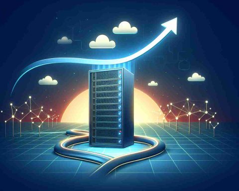 Create a high-resolution image depicting the concept of a comeback for a company that manufactures servers used for artificial intelligence applications. Visualize this as a server soaring upwards, symbolizing a positive trajectory or a revival in fortunes.