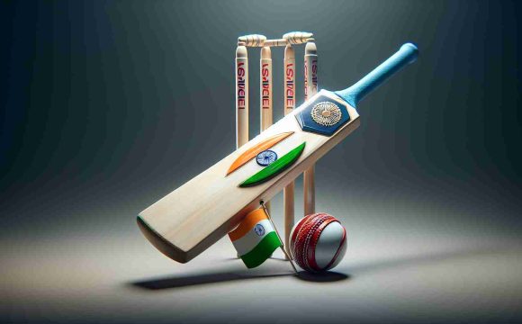 Realistic high-definition image of a cricket bat and ball indicating a major setback for an unnamed cricket star from the Indian team, represented by flags or emblems associated with the team, just days before an important Test series. No individual or injury should be visually depicted, focusing instead on the symbolic representation of the event.