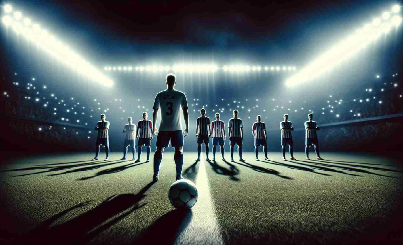 A high definition, realistic image of a generic football team facing a new challenge in the Copa del Rey tournament. The hopeful players are centered on the field, poised and ready to play. The stadium lights shine brightly on them, creating dramatic shadows and emphasizing the intensity of the moment. The photo captures the suspense and anticipation everyone is feeling. The theme of whether they will shine once more is symbolically represented in the image.