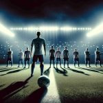 A high definition, realistic image of a generic football team facing a new challenge in the Copa del Rey tournament. The hopeful players are centered on the field, poised and ready to play. The stadium lights shine brightly on them, creating dramatic shadows and emphasizing the intensity of the moment. The photo captures the suspense and anticipation everyone is feeling. The theme of whether they will shine once more is symbolically represented in the image.