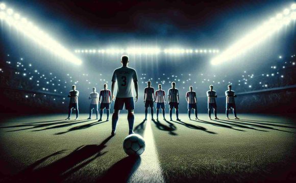 A high definition, realistic image of a generic football team facing a new challenge in the Copa del Rey tournament. The hopeful players are centered on the field, poised and ready to play. The stadium lights shine brightly on them, creating dramatic shadows and emphasizing the intensity of the moment. The photo captures the suspense and anticipation everyone is feeling. The theme of whether they will shine once more is symbolically represented in the image.