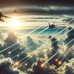 Create a realistic high-definition image representing a hypothetical scenario titled 'Ukraine Strikes Deep: A Bold Move into Russian Airspace'. It could be a dramatic sky filled with fighter jets maneuvering tactically amidst clouds, tracer bullets streaking across the sky, and defense systems on the ground sending out flares and missiles. A picture that encapsulates the tension and high stakes of international air warfare.