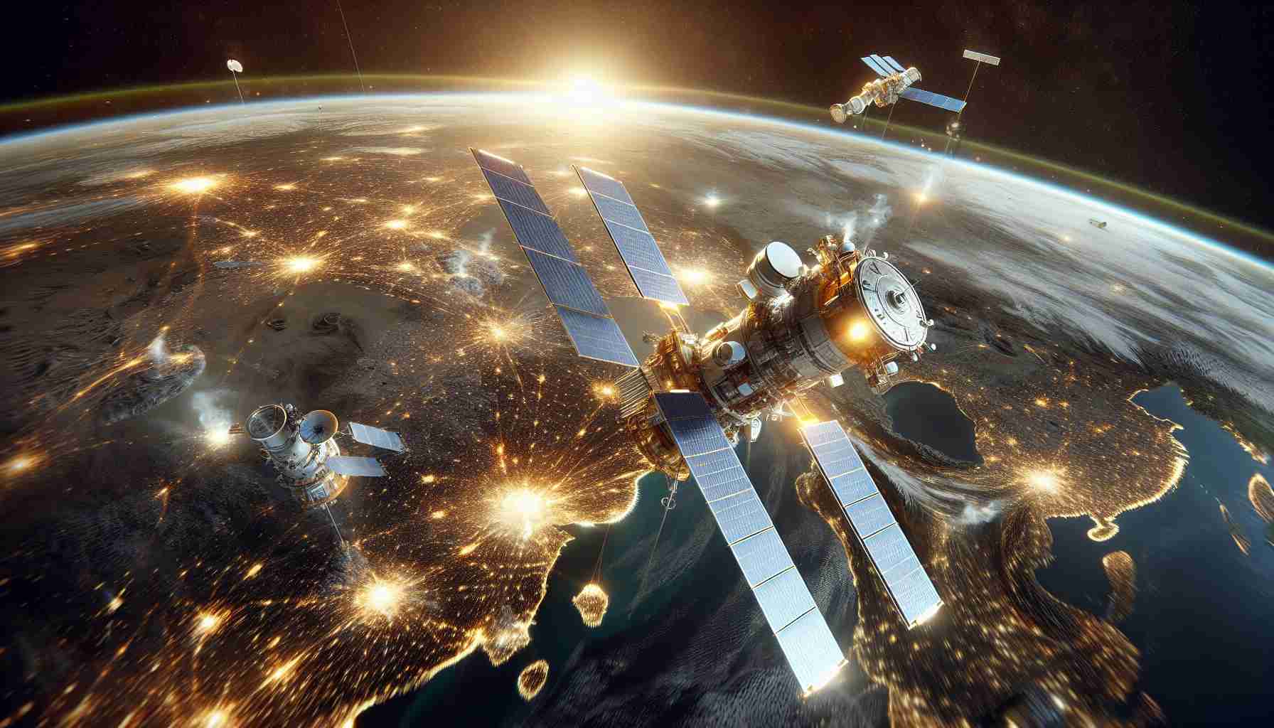 Realistic high-definition depiction of China's progress in space exploration, focusing on the deployment of new satellites for Earth observation.