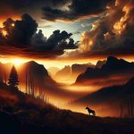 Generate a realistic, high-definition image capturing the essence of secrets, lies, and betrayal, as the tension escalates in a place resembling the Yellowstone region. Picture a dramatic sunset over the mountainous landscape, with dense clouds looming ominously. Foreground should include a silhouetted wildlife, suggesting an intense atmosphere. No specific real persons or copyrighted characters should be depicted.