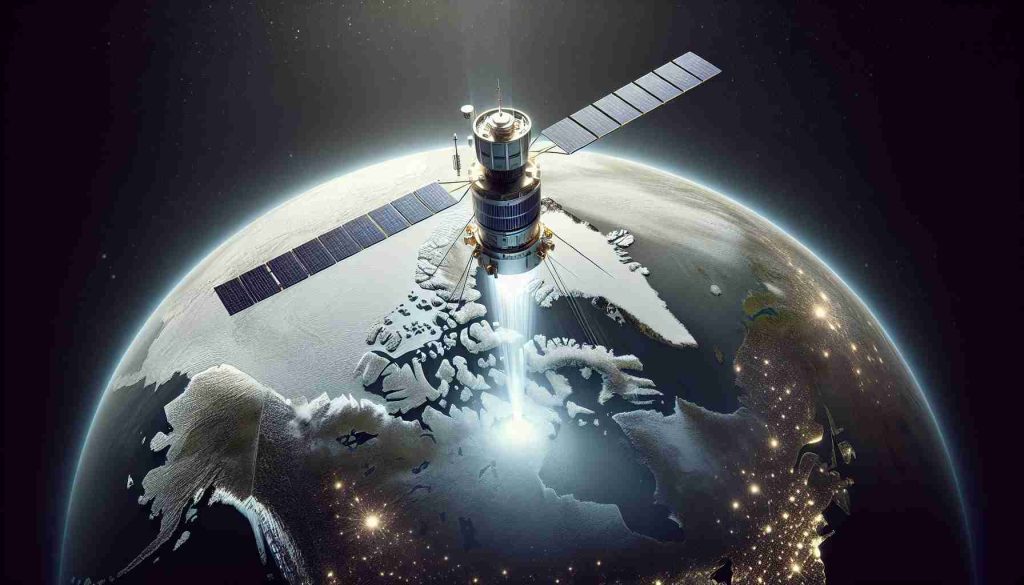 Realistically detailed high-definition image representing the milestone event of achieving arctic connectivity. Feature a satellite in space transmitting signals towards the region of Earth recognized as the arctic, symbolizing breakthrough in communication technology.