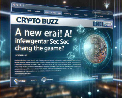 A high-definition, realistic image of the headline 'Crypto Buzz: A New Era Begins! An Influential Politician’s SEC Pick Change the Game?' The headline should appear on a modern and stylish news website layout, with a dynamic background featuring cryptocurrency symbols and graphics. There is also a news ticker at the bottom for added realism.