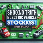 A realistic, high-definition image representation of a headline that reads, 'Shocking Truth About Electric Vehicle Stocks! Invest Smartly'. The headline is bold and outstanding, possibly in a dynamic font. The background could consist of relevant imagery such as generic stocks bar graphs in green and red, electric cars, battery icons, or dollars signs, suggesting the financial nature and the electric vehicle context of the headline.