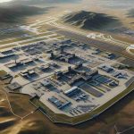 Detailed and realistic depiction of brand new defense structures at a general air base. No association with any real country, the base teems with activity, showing a variety of structures, including towers, walls, barracks, hangars, runways, and state-of-the-art defense installations. The base is set in a terrain that features a blend of grasslands and mountainous region, providing a strategic vantage point for the base's operations. The picture is to be rendered in HD for a clear and sharp image.