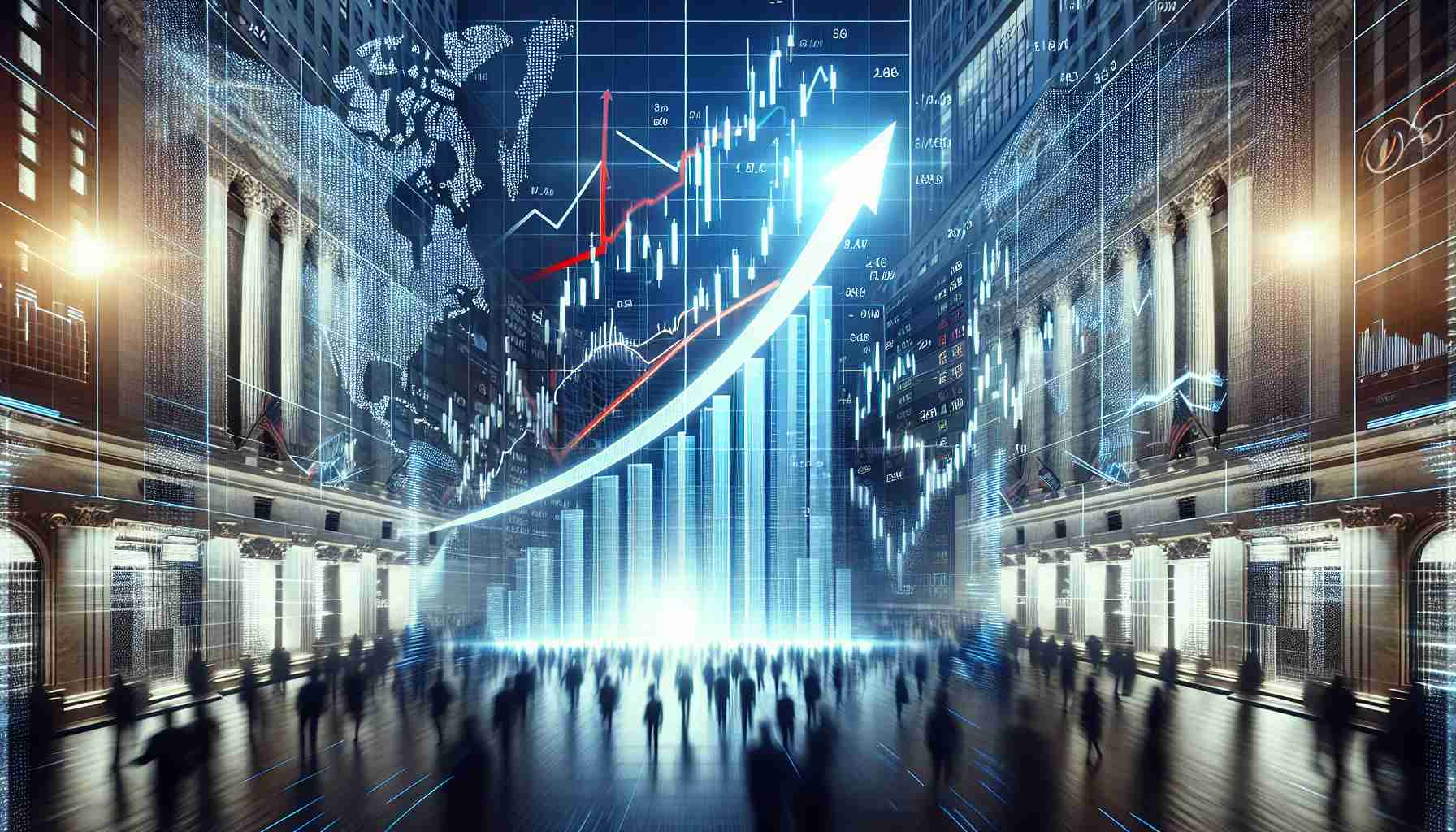 A high-definition and realistic image that exemplifying the bustling activity of Wall Street, capturing the essence of big investment movements. The scene showcases a dramatized illustration of stock market indicators suggesting positive trends, with charts and arrows pointing upwards, implying that certain undisclosed stocks are currently hot choices for investors.