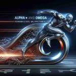 Visual representation of the concept 'Alpha and Omega Semiconductor' as a force that appears unstoppable, represented as racing momentum and strength that surpasses expectations in a realistic HD photo.