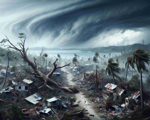 A highly detailed and realistic image representing the aftermath of a destructive cyclone, specifically named as Cyclone Chido, in Mayotte. Picture a scene of uprooted trees, damaged buildings, and ravaged landscapes, capturing the true essence of natural disaster-induced terror. The sky should still carry a sense of turmoil, with dark swirling clouds and wind-blown debris.