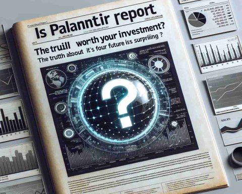 A realistic, high definition image of a financial report with a headline reading: 'Is Palantir Still Worth Your Investment? The Truth About Its Future Is Surprising'. Include the visual elements such as stock market graphs, charts, or diagrams showing the performance of Palantir. The image also has a question mark symbol, detailing the focused attention on Palantir's stock, indicating the uncertain future of the investment.