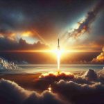 Generate a high-quality, realistic image representing a dramatic morning launch. Showcase a privately operated space exploration company's rocket ascending to the skies. The picture captures the moment in vivid detail, from the rocket's fiery exhaust to the early morning backdrop with radiant sunlight breaking through overcast clouds.