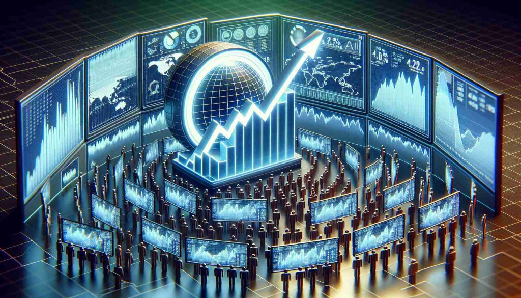 A high-definition, realistic picture of many stock market charts displaying positive growth. One of the charts, labeled as 'AI industry', is prominently highlighted, showing exceptional growth and outperforming the others. This piques the interest of viewers, compelling them to not miss the investment opportunity.