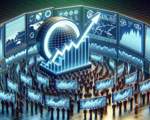 A high-definition, realistic picture of many stock market charts displaying positive growth. One of the charts, labeled as 'AI industry', is prominently highlighted, showing exceptional growth and outperforming the others. This piques the interest of viewers, compelling them to not miss the investment opportunity.