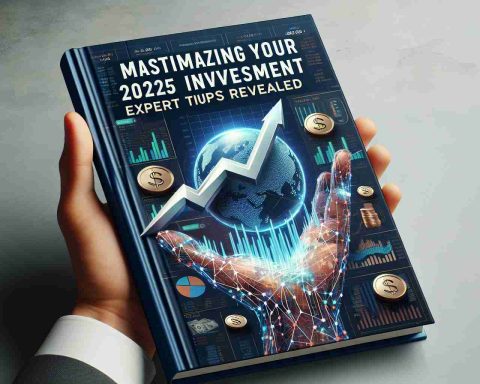 Generate a high-definition, realistic image depicting the cover of a finance book titled 'Maximizing Your 2025 Investment: Expert Tips Revealed'. The cover should include imagery related to investing, such as graphs, money symbols, and a rising arrow, implying growth.