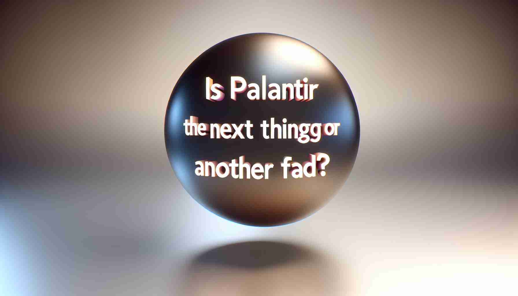 A high-definition, realistic portrayal of the words 'Is Palantir the Next Big Thing or Just Another Fad?' floating in a space, possibly on a glossy surface or a neat background to bring a sense of importance and curiosity to the question.