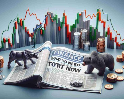 A high definition realistic image that represents huge swings in the market. This includes iconic symbols like fluctuating graphs, bear and bull figurines denoting falling and rising markets, stacks of coins, and perhaps a newspaper opened to the finance section. The headline of the paper reads 'What you need to know right now' to symbolize the importance of staying updated with current market trends and movements.