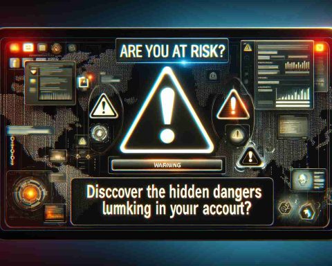 Realistic high-definition illustration of an alert message on a screen titled 'Are You at Risk? Discover the Hidden Dangers Lurking in Your Account' with an impactful design and warning colors.