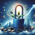 Create a realistic, high definition image that could be used as a graphical representation of financial growth and success. This might include imagery of a padlock being opened, symbolizing the unlocking of growth, or maybe a steadfast growing plant to represent dividends. The overtones and undertones of the image should emote a sense of uncertainty to capture the complexity of investing in uncertain times. No people, company logos, or references to specific stocks should be included in the image.