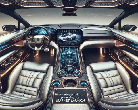 Generate a highly detailed and realistic image of the opulent interior of a high-tech electric car premiering for market launch. The interior showcases modern aesthetics with a spacious layout, luxurious accents, and advanced digital displays. Please ensure a focus on the sleek design elements, comfort features, cutting-edge technology, and lush seating.