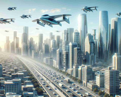 Generate a realistic, high-definition image representing the future of transportation potentially taking flight. Focus on the concept of flying cars and the mass adoption of this advanced technology. Visualize cars with aerodynamic features and wings in a cityscape backdrop, bustling about in a clear, blue sky. The scene should reflect a harmonious blend of traditional city elements on the ground, and revolutionary transportation methods overhead.