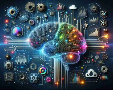 Create a realistic high-definition image representing the convergence of Artificial Intelligence and Big Data. Feature symbols, such as a brain intertwined with circuit lines, bar graphs, cloud computing icons, and gears to represent complex decision making processes. Ensure to maintain a modern tech-related aesthetic.