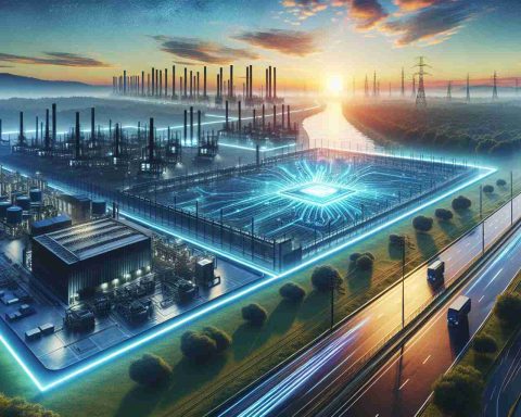 Generate an ultra high-definition, realistic image representing the revolution of the semiconductor industry in the region of Telangana. The scene should depict an ideal landscape for investors showcasing cutting edge chip factories, advanced machinery, and innovative technologies reflecting a game-changing atmosphere.