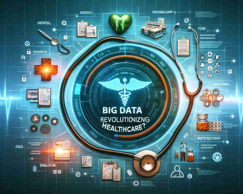 Create a high-definition realistic illustration representing the concept of Big Data revolutionizing healthcare. The image should embody elements such as data visualizations, health-related symbology or imagery (like stethoscopes, medical reports, etc.), and digital technology. There should be symbols depicting the fixes in the medical system, showing how technology can enhance and streamline healthcare processes. The picture should include a language component that says: 'Big Data Revolutionizes Healthcare: What You Need to Know! Can It Fix Our Medical System?'