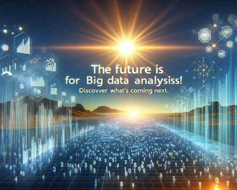 An HD, realistic image illustrating the optimistic future for big data analysis. The image could display a scene with metaphorical elements such as a bright sun on the horizon, signifying a promising future. Abstract representations of data, such as 3D graphs, charts, or streams of numbers can also be included to symbolize big data. The phrase 'The Future is Bright for Big Data Analysis! Discover What's Coming Next.' could be placed in the image as a guiding statement, perhaps rendered in a modern, bold typeface.