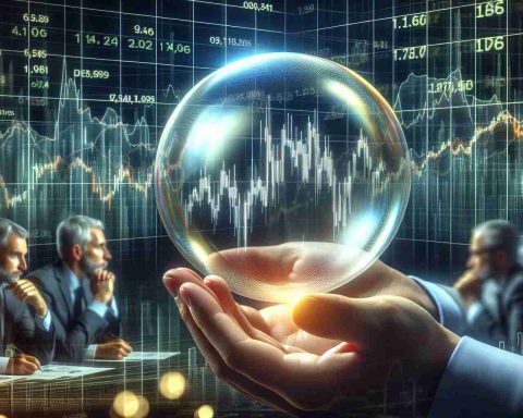 A high-definition, realistic image depicting a financial concept of a stock 'bubble'. This is represented visually with corporate stock charts and a bubble, possibly on the brink of bursting. The name 'Palantir' is clearly visible, hinting towards the company's stock being the subject of analysis. Surrounding the main visuals, analysts might be shown, appearing thoughtfully engaged in weighing the potential of such a bubble.